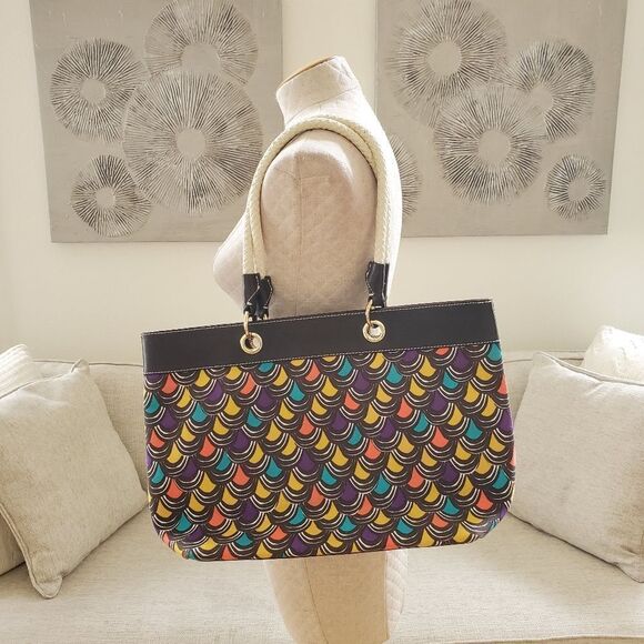 Milly Canvas Large Tote With Patent Leather Accent - Picture 2 of 13